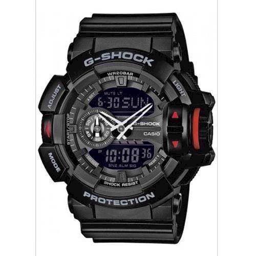 Image of G-Shock sort resin med stål quartz multifunktion (5398) Herre ur fra Casio, GA-400-1BER